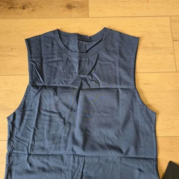 Nwt alphalete womens heavy cotton cut off navy tank top - Picture 5 of 10